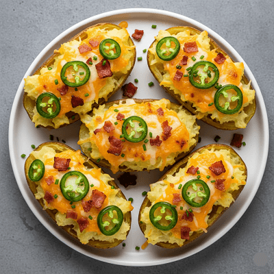 5 Pcs Loaded Potato Skins With Melted Cheese & Jalapenos 